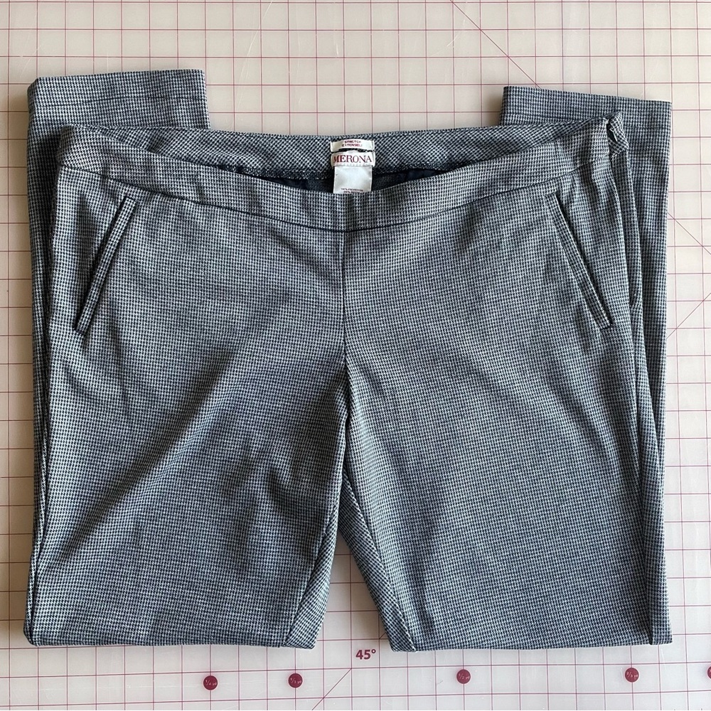 Merona Houndstooth Cigarette Pants Skinny Super Stretch Black Gray 18 plus size